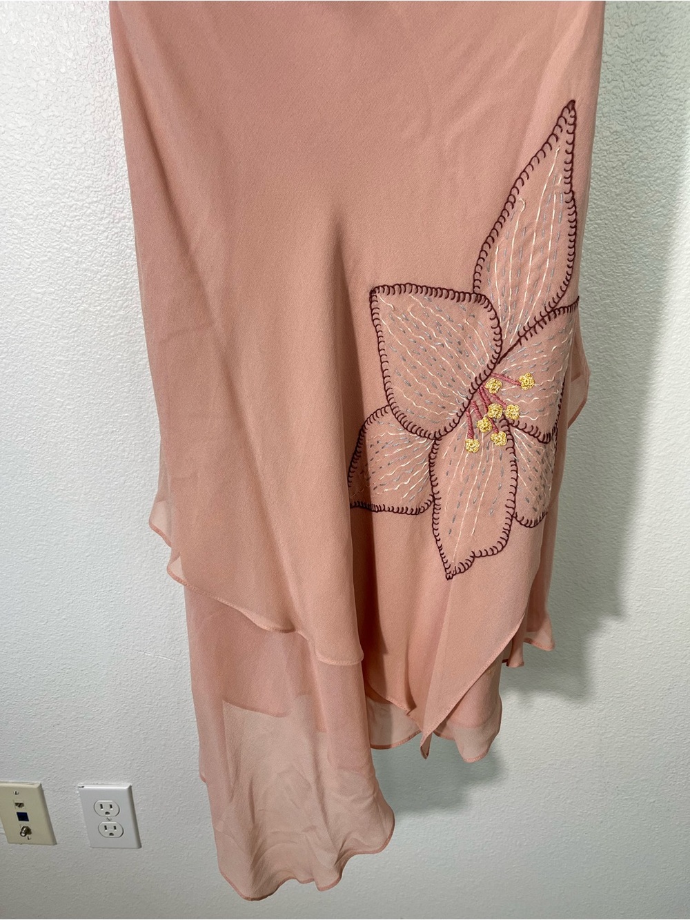 Y2K BCBGmaxazria Pink Silk Dress Fairycore Angel Ethereal Halter Embroidered 10 - Picture 9 of 12